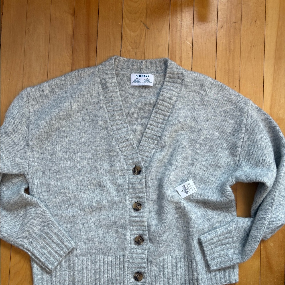 Old Navy Light Heather Gray Button Front V-Neck Cardigan